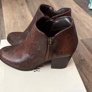 Style & Co. Dark Brown Snake Print Ankle Boots